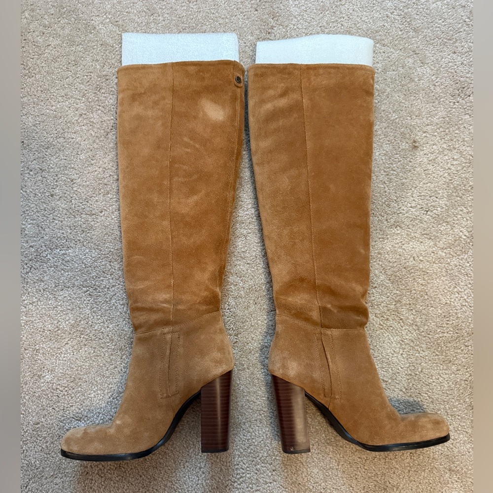 Sam Edelman Camel Suede Tan Knee-High Victoria Boots Size 8 - Picture 6 of 15